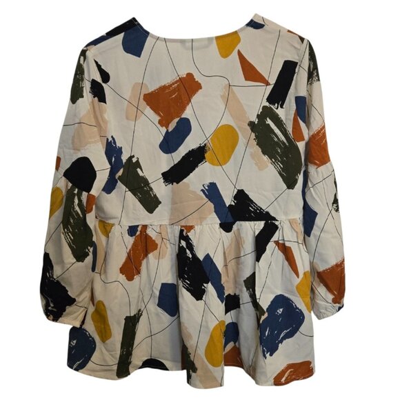 BloomChic Brush Print Button Detail Elastic Cuffs Blouse Size 10 - Picture 9 of 9